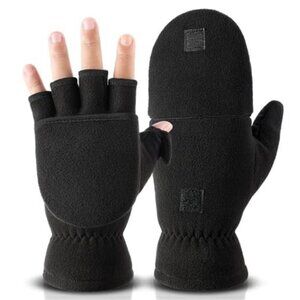 Winter Fingerless Gloves Convertible Mittens Fleece Thinsulate Warm
